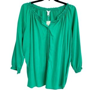 INTRO Casual Elegance women's Aqua 3/4 Sleeve Size 3X NWT